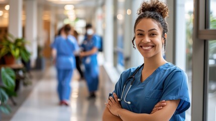 Naklejka premium Nurse in hospital corridor