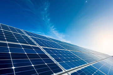 Solar panels on a modern house roof eco-friendly energy