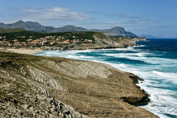 rough sea in front of Cala Mesquida. Llevant Peninsula. Arta. Mallorca. Balearic Islands. Spain.