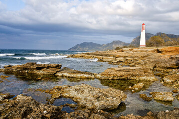 Coastline of Colonia de Sant Pere. Alcudia Bay. Llevant Peninsula. Arta. Mallorca. Balearic Islands. Spain(