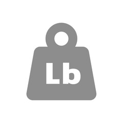 Kettlebell with lb vector icon. Pound weight or heavyweight symbol.