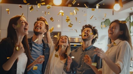 The Friends Celebrating Indoors