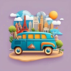 City tourism driving logo illustration