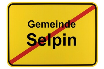 Illustration eines Ortsschildes der Gemeinde Selpin in Mecklenburg-Vorpommern