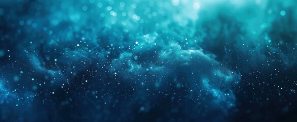Naklejka premium Glowing blue sparkles of dust and stardust in the cosmos. AI.