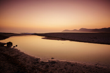Fototapeta premium Na Borges torrent and Llevant mountains. Sa Canova Beach. Son Serra de Marina. Artà. Mallorca. Spain.