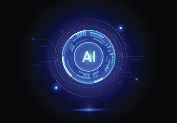 Artificial intelligence chipset on circuit board in futuristic concept technology artwork for web, banner, card, cover. Vector illustration