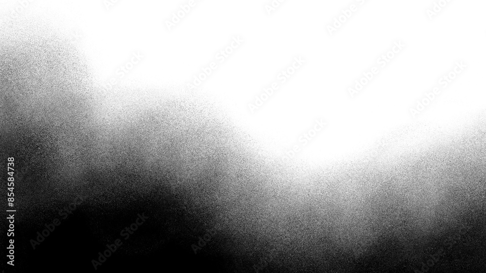 Poster Black noise grain transparent gradient background. Dust effect with Transparent png overlay background