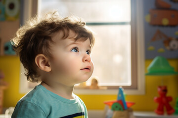 Cute children in playground playroom territory having fun playful childish mood made by Generative AI