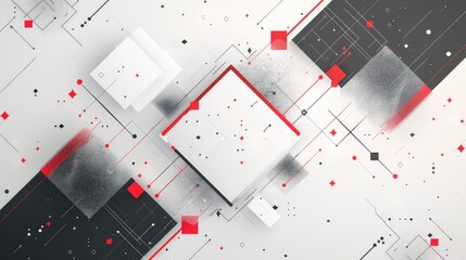 A 3D rendering of a circuit board with red and black squares and lines. AIG51A.