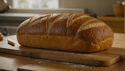 Illustration of a big loaf of bread on the table