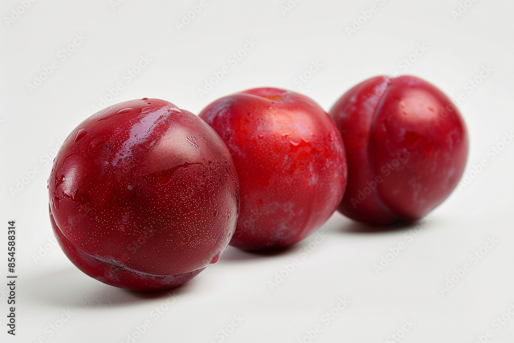 Wall mural Picture of sweet fruits generated with ai technology isolated on white color background