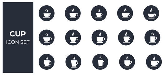 Cup icon set. Coffee tea mug 