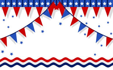 Obraz premium Illustration vector graphic of a patriotic background with stars and bunting. Suitable for 4th of July Independence Day posters, banners, flyers, backgrounds, and templates