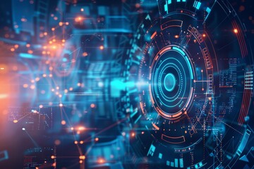 Obraz premium Abstract digital transformation background with technology concept Futuristic digital landscape with interconnected lines and nodes, representing innovation and modernization in technology