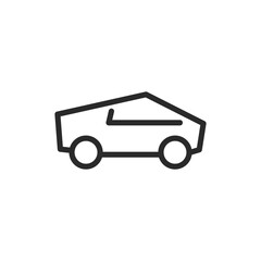 Futuristic truck, linear style icon. Side view of a futuristic truck with angular design. Editable stroke width.