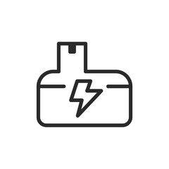 Removable battery for drill, linear style icon. Editable stroke width
