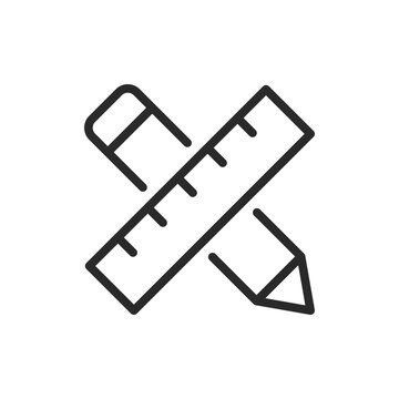 recommend clip art: Ruler and pencil, linear style icon. Crossed ruler and pencil, measurement and drawing. Editable stroke width.