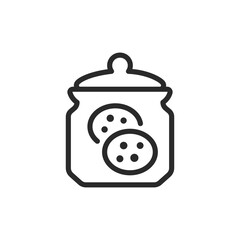 Cookie jar, linear style icon. stored cookies in a jar. Editable stroke width.