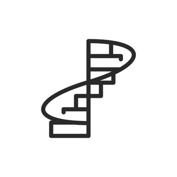 Spiral staircase, linear style icon. spiral staircase. Editable stroke width.
