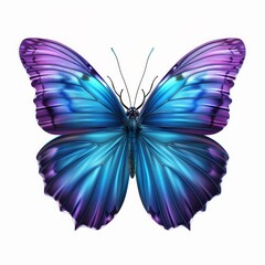 Obraz premium A beautiful watercolor painting of a blue and purple butterfly isolated on a white background.