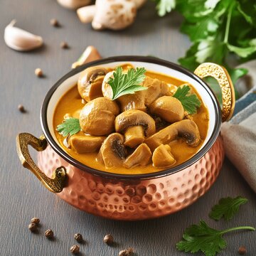 Indian cuisine mushroom masala curry