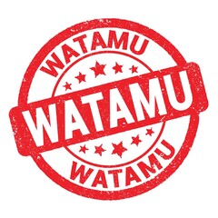 WATAMU text written on red stamp sign.