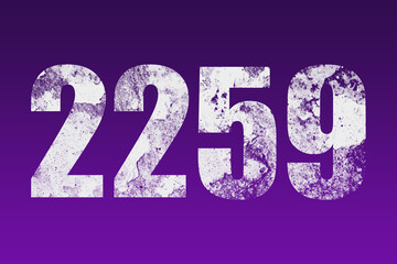 flat white grunge number of 2259 on purple background.	