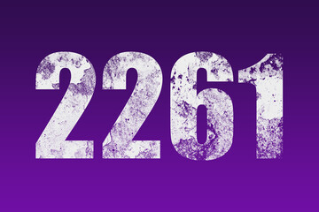 flat white grunge number of 2261 on purple background.	