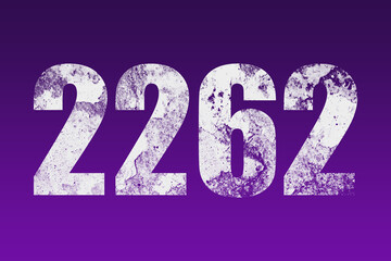 flat white grunge number of 2262 on purple background.	