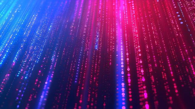 Red Purple Falling binary code stream in the matrix style