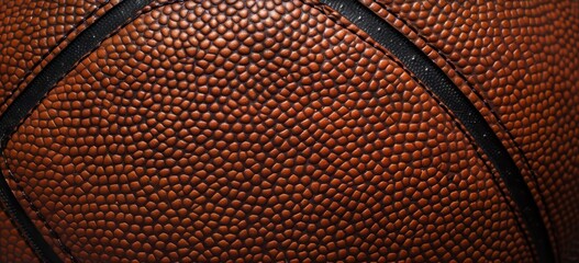 Fototapeta premium Closeup of textured basketball leather with black lines, texture background