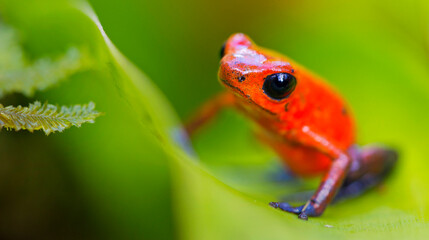 Dart Poison Frog, Blue Jeans, Oophaga pumilio, Dendrobates pumilio, Tropical Rainforest, Boca Tapada, Alajuela Province, Costa Rica, America