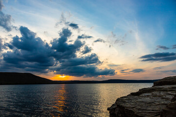 Dramatic sunset and sunrise sky