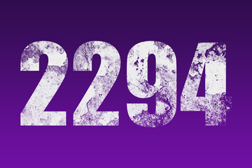 flat white grunge number of 2294 on purple background.	