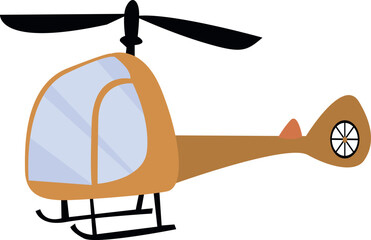 Flat isolated orange helicopter. Cartoon helicopter illustration vector.