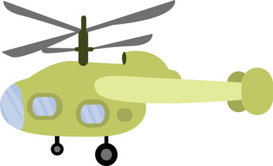Flat isolated yellow helicopter. Cartoon helicopter illustration vector.