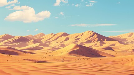 Fototapeta premium Realistic desert landscape. Beautiful view on realistic sand dunes. Made with generative ai