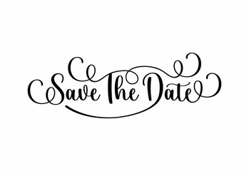 Obraz premium Save The Date hand lettering vector handwritten calligraphy composition