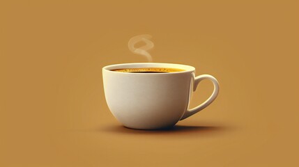  A coffee cup on a solid dark brown background