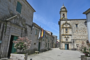 Paesaggi di Galizia, la piazza centrale di Melide sul cammino Primitivo di Santiago di Compostela - Galizia, Spagna