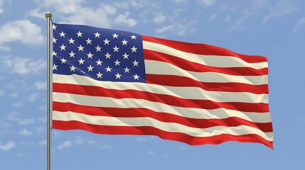 Fototapeta premium Motion graphic of the US flag against a clean minimalistic background ideal for dynamic advertising photos and digital art mockups