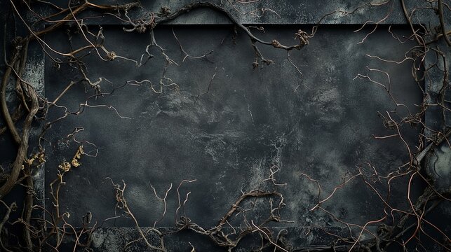 Gothic Dark Fantasy Background Framed With Dry Branches 