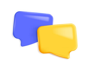 Chat speech bubble in cartoon, 3D style.