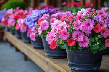 Pots with plants colorful flowers inspiration ideas