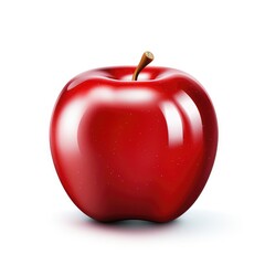 Glossy Red Apple Vector Graphic with Rich Detail on Bright White Background