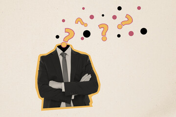 Trend artwork composite collage of silhouette young incognito person man stand confident hold hands...