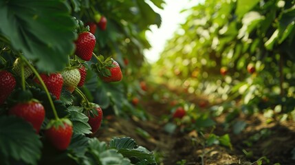 Strawberry Plantation in a Line