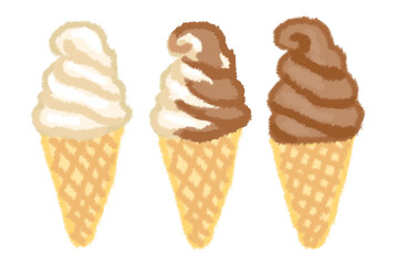 バニラとミックスとチョコのソフトクリーム