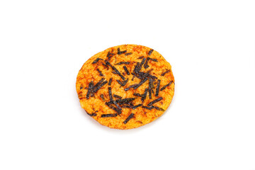 Japanese rice cracker Nori seaweed flavour isolated on white background